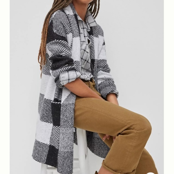 Anthropologie Sweaters - Anthropologie Rooney Buffalo Plaid Sweater Coat S